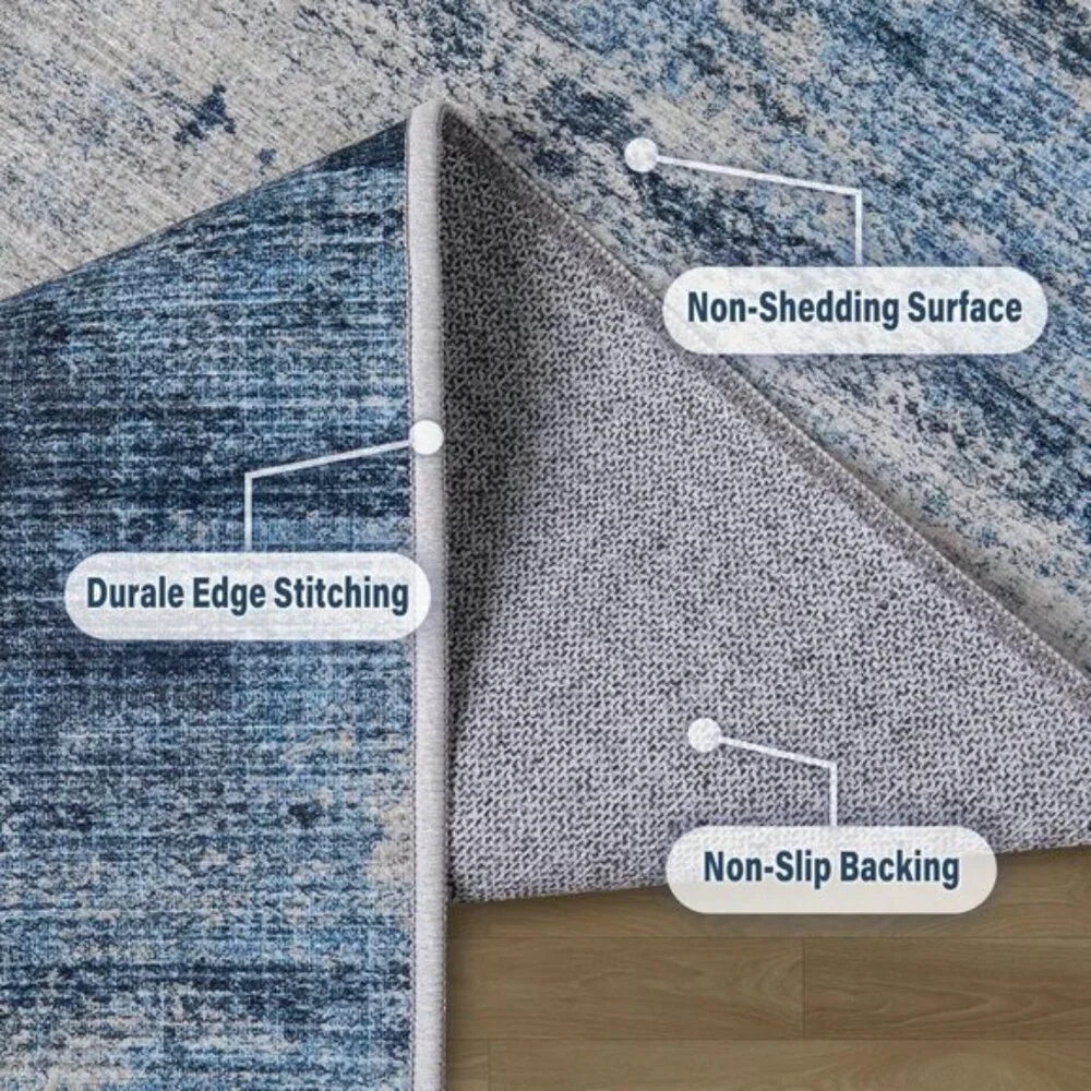 New 8x10 Washable Area Rug, Non-Slip Abstract Carpet for Home & Room Decor